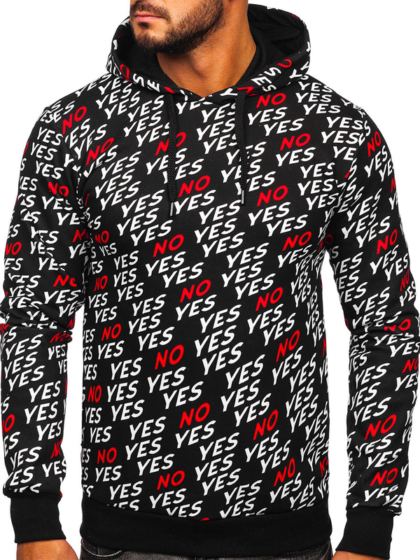 Sudadera estampada con capucha para hombre color negro Bolf 141013