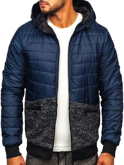 Chaqueta deportiva de entretiempo para hombre color azul oscuro Bolf M10019