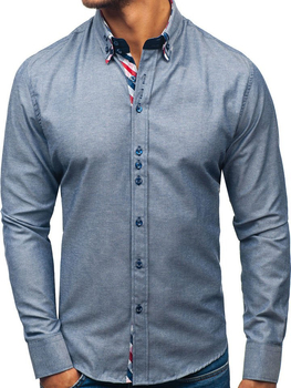 Camisa de manga larga elegante para hombre gris Bolf 2759
