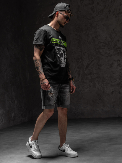 Camiseta estampada para hombre color negro Bolf Y70005
