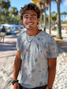 Camiseta de hombre de algodón gris con estampado Bolf 1150A2