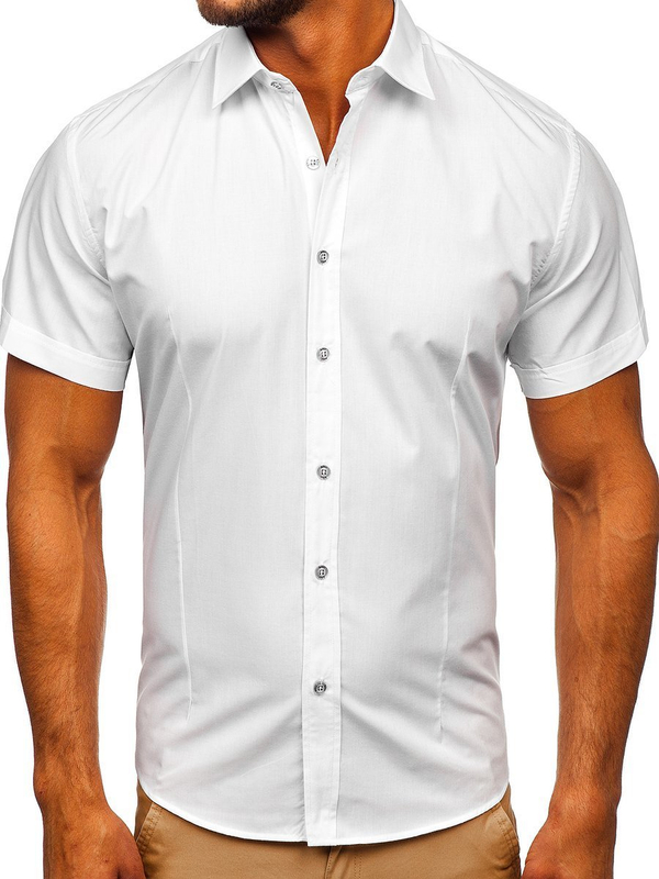 Camisa elegante de manga corta para hombre blanco Bolf 7501