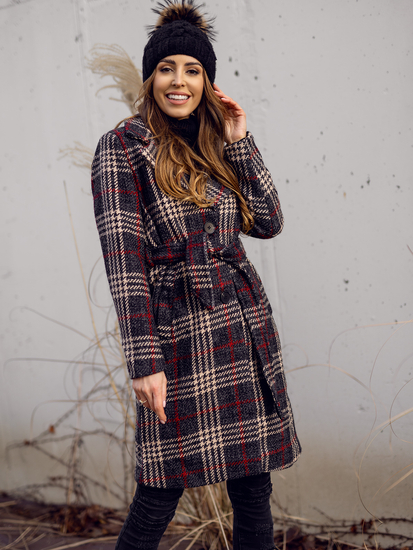 Abrigo forrado de invierno largo con cinturón para hombre grafito Bolf OMDL011