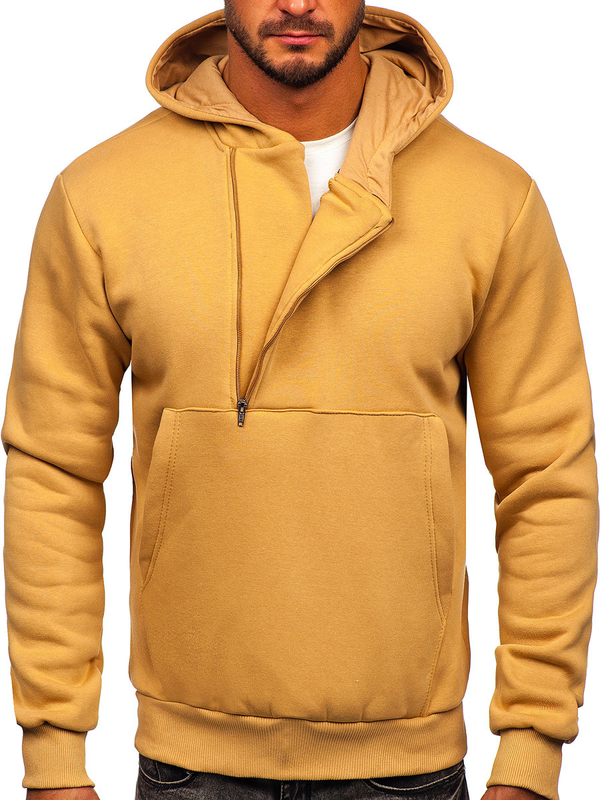 Sudadera gruesa con capucha para hombre marrón Bolf 02