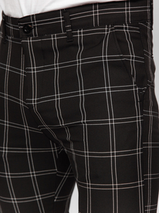 Pantalón chinos a cuadros de tela para hombre negro Bolf 184188