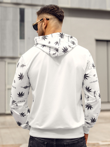 Sudadera con capucha para hombre blanca con estampado Bolf HM628A