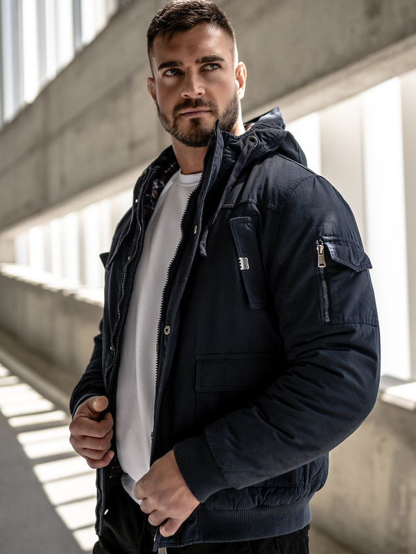 Chaqueta algodón de invierno gruesa para hombre azul oscuro Bolf 1890A
