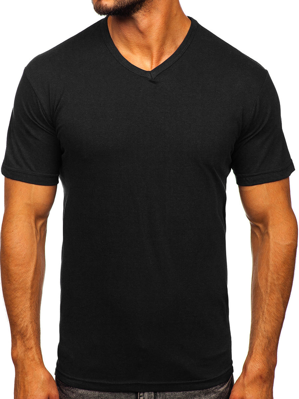 Camiseta lisa de hombre negra con cuello en V Bolf 192131