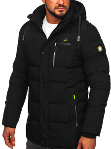 Chaqueta larga acolchada de invierno para hombre negro Bolf 22M57