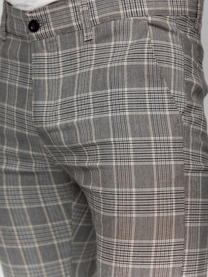 Pantalón chinos a cuadros de tela para hombre gris Bolf 184171
