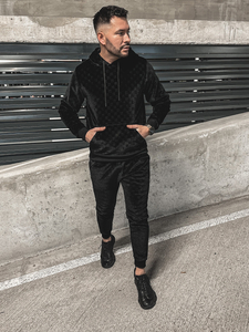 Chándal velour con capucha para hombre negro Bolf 3A82