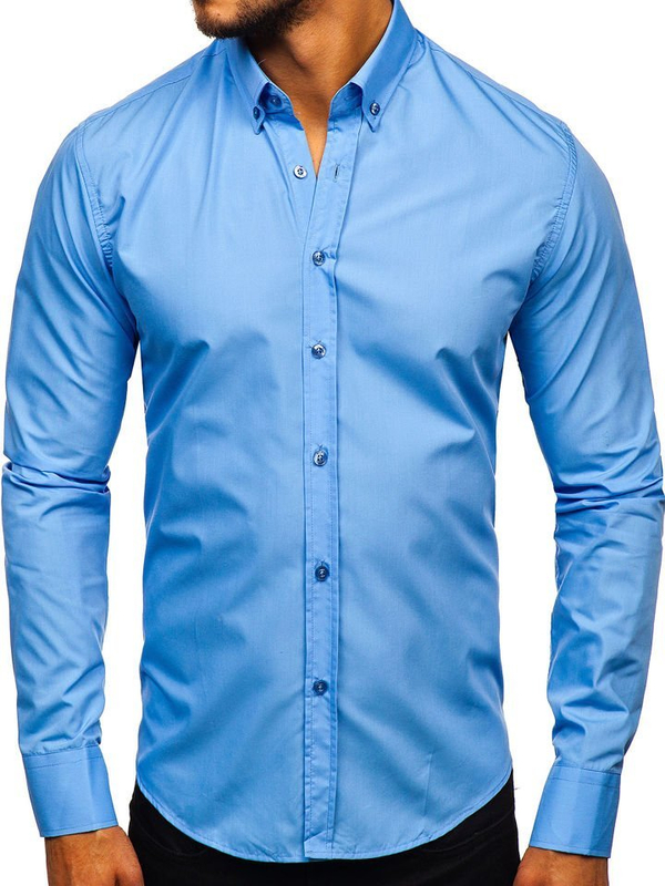 Camisa elegante de manga larga para hombre celeste Bolf 5821