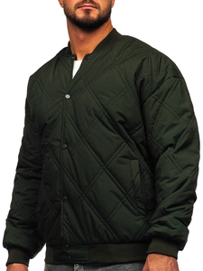 Chaqueta acolchada de béisbol bomber de entretiempo para hombre caqui Bolf 84M3020