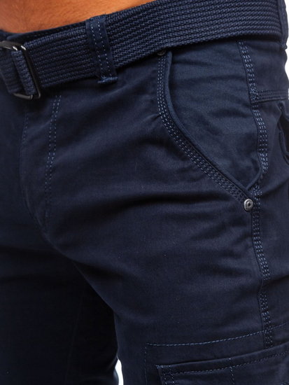 Pantalón cargo con cinturón para hombre azul oscuro Bolf 1672