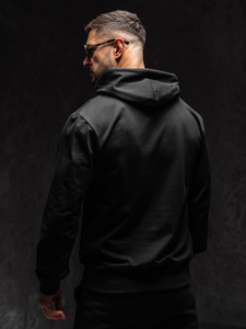 Sudadera con capucha para hombre negra con estampado Bolf 6140A1