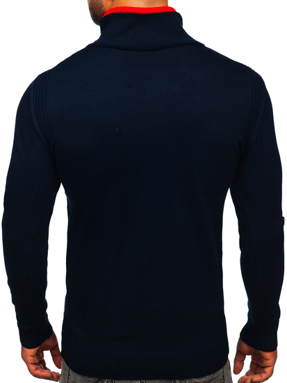 Suéter con cuello alto para hombre color azul oscuro Bolf 1051