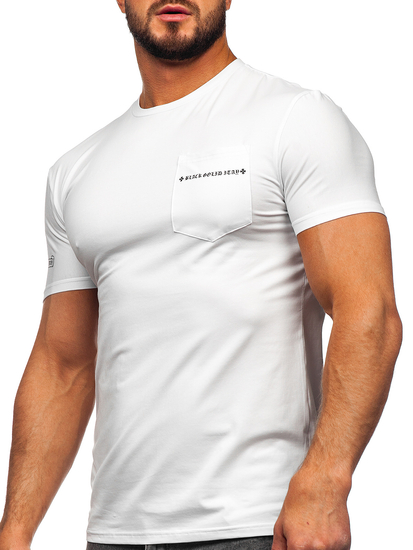 Camiseta con bolsillo de manga corta con impresión para hombre blanco Bolf MT3044