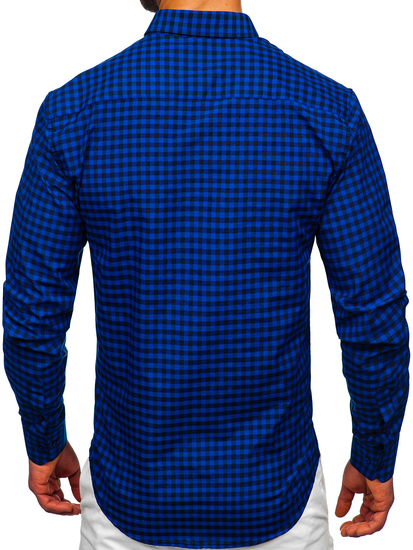 Camisa a cuadros vichy de manga larga para hombre cobalto Bolf 22747