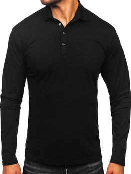Camiseta polo de algodón de manga larga para hombre negro Bolf 5119