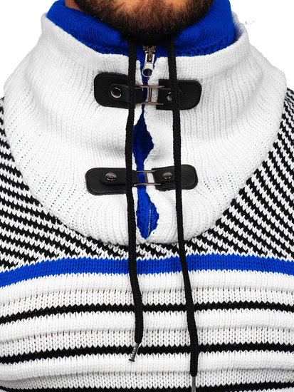 Suéter grueso con cuello alto para hombre color blanco Bolf 2000