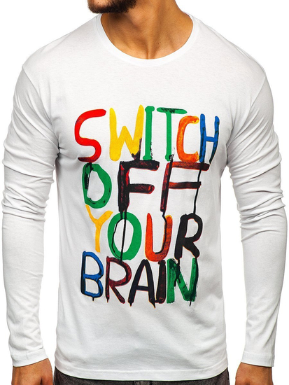 Camiseta de manga larga con impresión para hombre blanca Bolf 1214