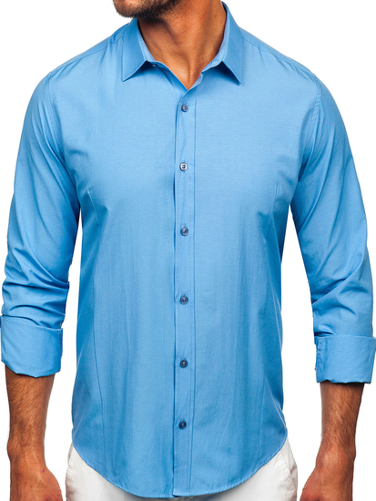 Camisa elegante azul claro de manga larga para hombre Bolf 1703
