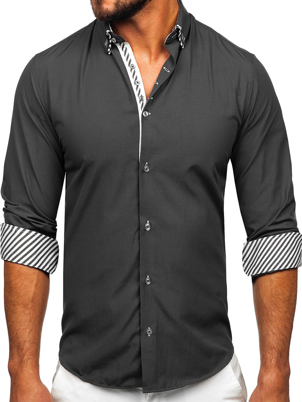 Camisa de manga larga para hombre grafito Bolf 3762