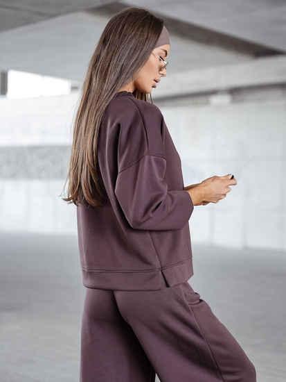 Chándal de dos piezas con cremallera para mujer color mantequilla chocolate Bolf 821111