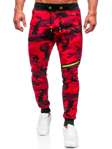 Pantalón camuflaje de chándal para hombre rojo Bolf KK04