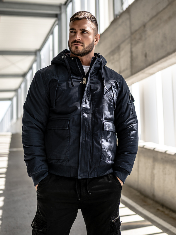 Chaqueta algodón de invierno gruesa para hombre azul oscuro Bolf 1890A