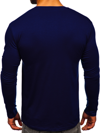 Camiseta de manga larga sin estampado para hombre azul oscuro Bolf 2088L