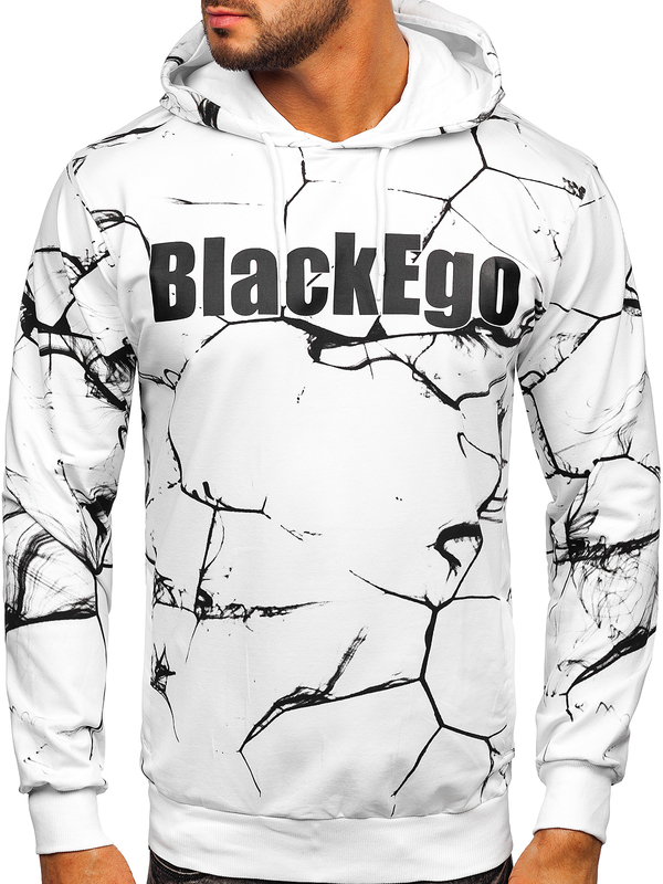 Sudadera con capucha con impresión para hombre blanco Bolf 6453