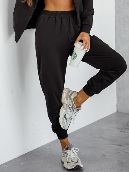 Conjunto de chándal de dos piezas con capucha para mujer negro Bolf 821110