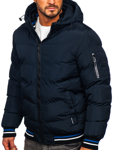 Chaqueta acolchada de invierno para hombre azul oscuro Bolf 6971