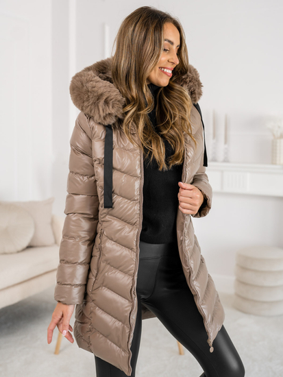 Chaqueta acolchada de invierno con capucha para mujer camel Bolf 5M3139