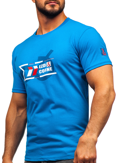 Camiseta algodón de manga corta para hombre azul claro Bolf 14736