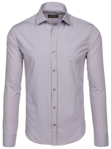 Camisa elegante gris de manga larga para hombre Bolf 1703