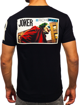 Camiseta de manga corta con impresión para hombre negro Bolf M195