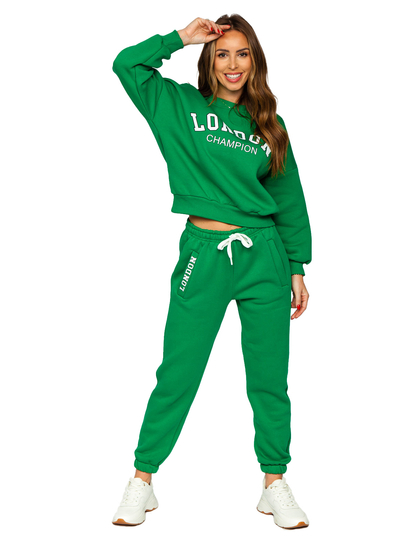 Chándal forrado de dos piezas para mujer verde Bolf VP09
