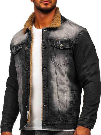 Chaqueta vaquera forrada para hombre negro Bolf MJ520N