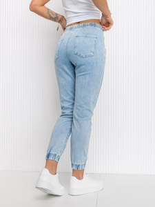 Pantalón vaquero con lentejuelas mom fit para mujer azul Bolf BF108