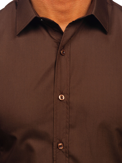 Camisa elegante de manga larga para hombre Marrón Bolf 1703