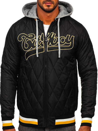 Chaqueta acolchada de entretiempo bomber para hombre negro Bolf HSS058