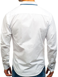 Camisa de manga larga elegante para hombre blanca Bolf 8823