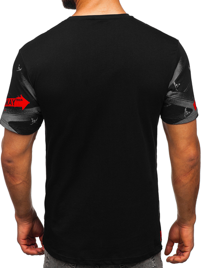Camiseta de manga corta con impresión para hombre negro Bolf 142177