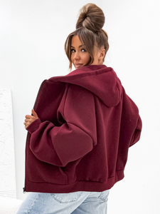 Sudadera con capucha y cuello de mariposa para mujer burdeos Bolf 821112