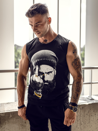 Camiseta tank top con impresión negro Bolf 14812A