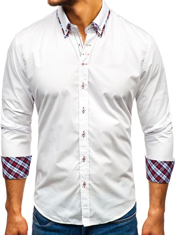 Camisa de manga larga elegante para hombre blanca Bolf 2701