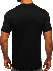 Camiseta algodón de manga corta con bolsillo para hombre negro Bolf 14507