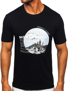 Camiseta estampada de algodón para hombre Negro Bolf MPO3466